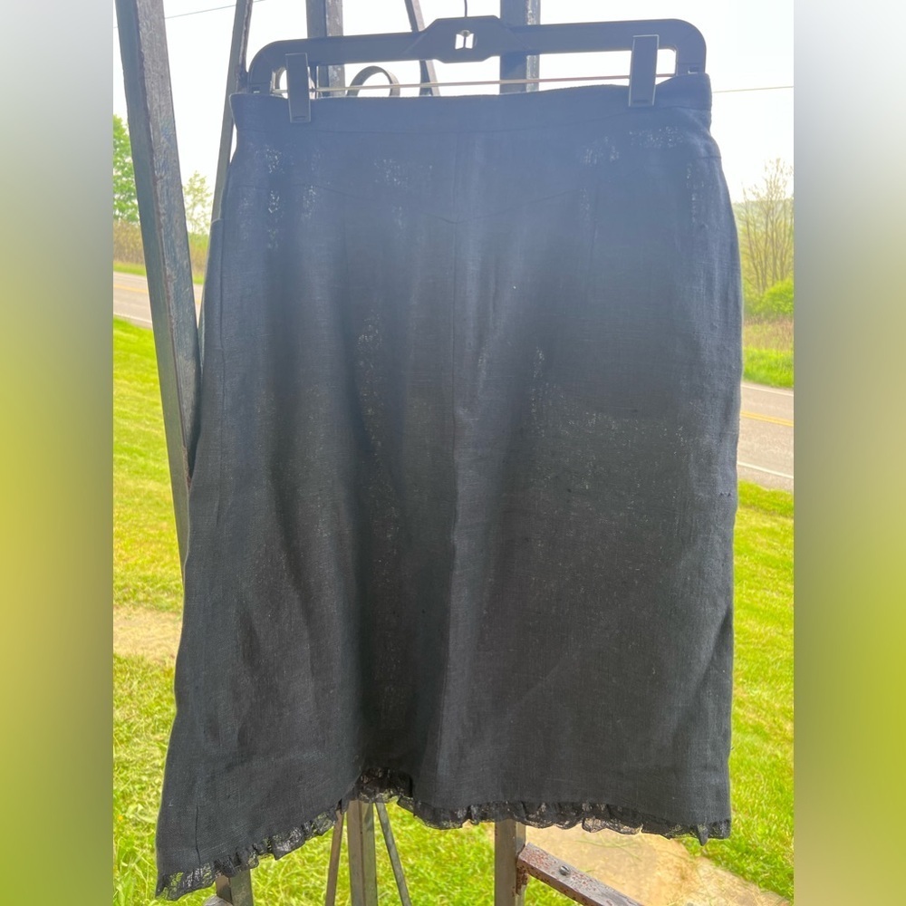 Harve Bernard Women’s Linen Skirt Size 10 Lace Hem Vtg